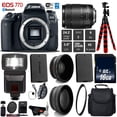 thumbnail image 1 of Canon EOS 77D DSLR Camera with 18-135mm is USM Lens + Flash + UV FLD CPL Filter Kit + Wide Angle & Telephoto Lens + Camera Case + Tripod + Card Reader - Intl Model, 1 of 6