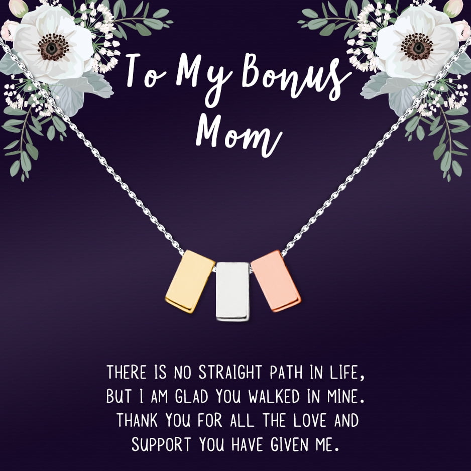 Jewelry Gift for Mother's Day, Card and Necklace Gift for Step Mom, Cube Necklace for Mother's Day, Jewelry for Step Mom Mother's Day Gift [Multi-Color Cube, No-Personalized Card]