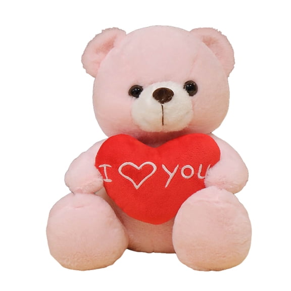 Plush Bear with Red Heart I Love You 11" Cute Small Bear Soft Stuffed Animal Plush Doll for Valentines Wedding Anniversary Birthday Gift for All(Pink)