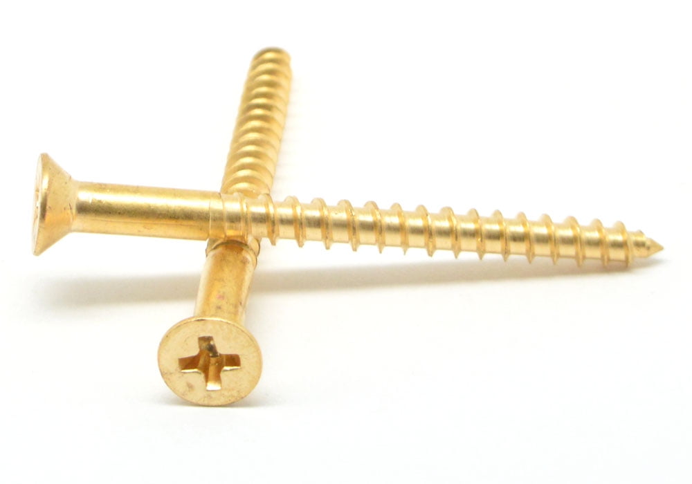 #8 x 2 1/2" brass flathead Phillips  Wood screws 100  pack