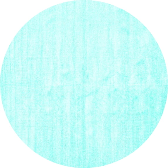 Ahgly Company Machine Washable Indoor Round Solid Turquoise Blue Modern Area Rugs, 5' Round