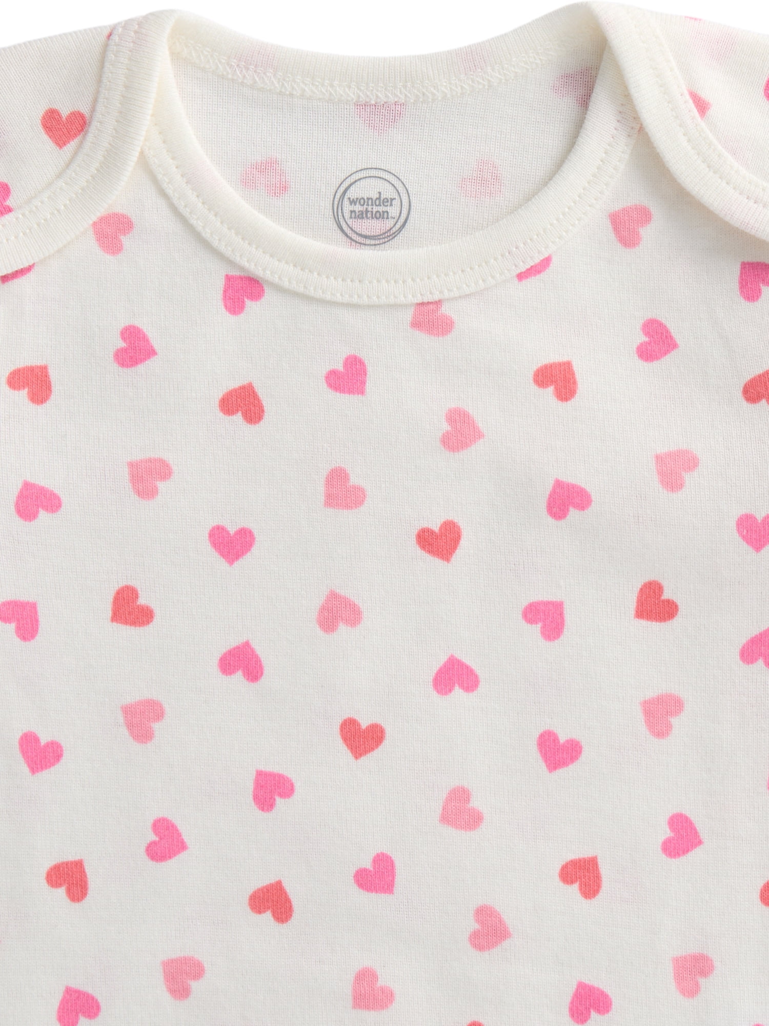 Wonder Nation Organic Cotton Baby Girls Cotton Bodysuit with Long Sleeves, 4-Pack, Sizes 12M-24M