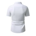 thumbnail image 4 of AHTJRT Mens Slim Fit Stretch Short Sleeve Button Down Dress Shirts with Spread Collar Business Casual Outfits White S, 4 of 4
