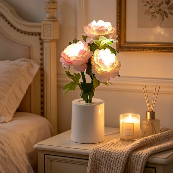 Peony Flower Lamp,Birthday Gifts for Women,Rechargeable Cordless LED Touch Lamps, Dimming Small Night Light,for Living Room,Dining Room,Bedroom Festival Home Decor