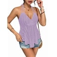 thumbnail image 3 of Women Tie Back Tank Tops Criss Deep V Neck Spaghetti Strap Backless Tanks Going Out M, 3 of 9