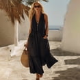 thumbnail image 6 of Levmjia Womens V Neck Maxi Dress With Pockets A Line Flowy Ruffle Hem Sleeveless Casual Long Dress Lightweight Solid Color Summer Sundress Beach Daily Wear, 6 of 7