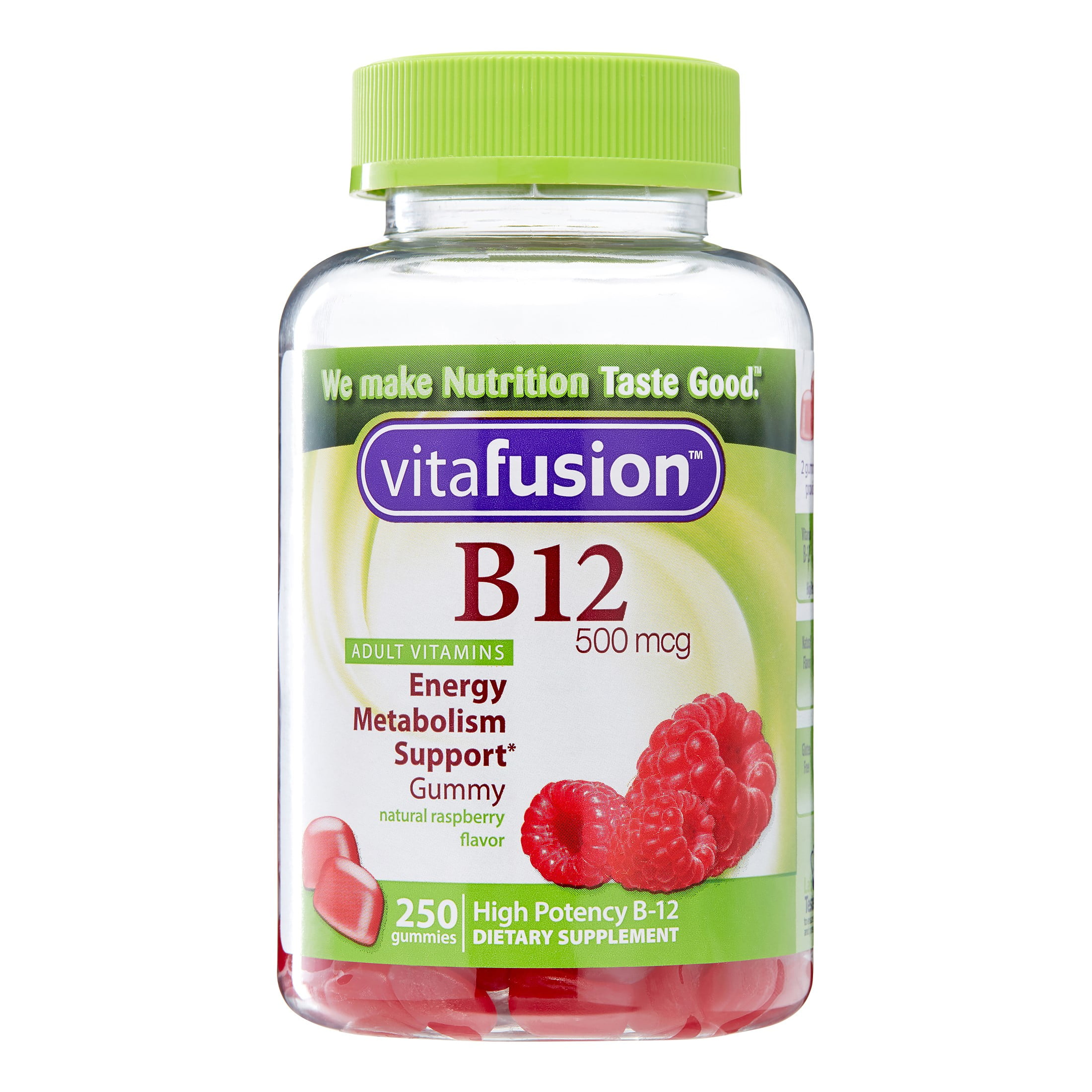 Vitafusion Adult Vitamin B12 Gummies, Raspberry, 500 Mcg, 250 Ct ...