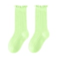 thumbnail image 2 of FSYBOA Girls Knited Socks, Stretchable Soft Casual Summer Kids Crew Socks Green Size 9-12T, 2 of 5