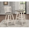 thumbnail image 5 of Pub Height Chairs Set Of 2, Distressed Gray And White 360-Degree Swivel Chair Solid Rubberwood Furniture, Vertical Slat Back Bar Chairs, 5 of 8