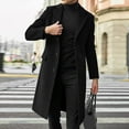thumbnail image 3 of Men's Single Breasted Trench Coat with Wool Blend - Oversized Warm Lapel Work Business Jacket for Winter Fashion, Formal Events, and Christmas Parties,Black,2XL, 3 of 6