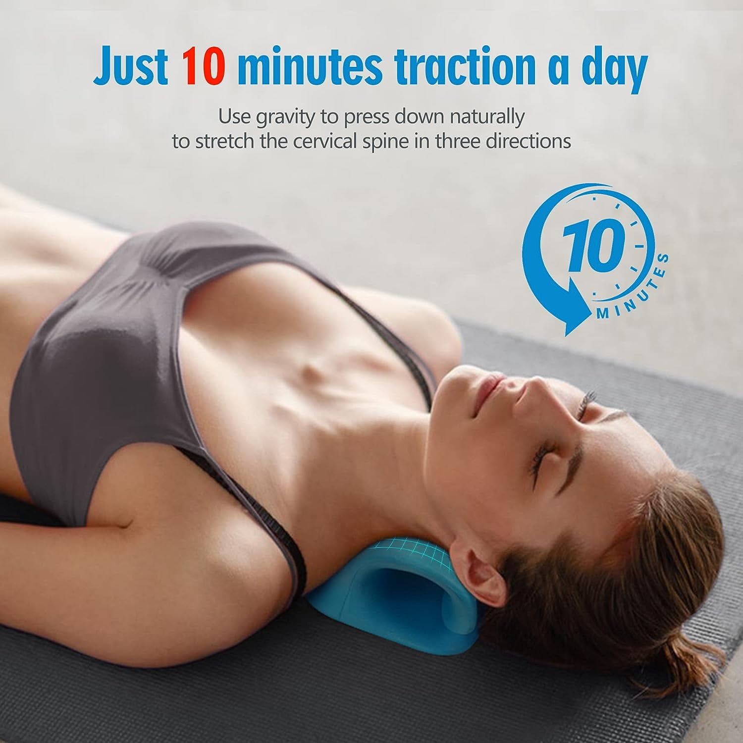 Neck Stretcher for Pain Relief, Neck and Shoulder Relaxer Cervical Traction Device Pillow for Muscle Relax and TMJ Pain Relief (Blue)