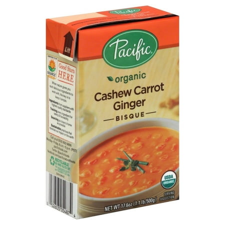 Pacific Natural Foods Carrot Ginger Soup - Organic Cashew - Case of 12 - 17.6