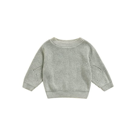 

Kiapeise Winter Baby Girls Boys Solid Color Kitted Sweaters Long Sleeve Pullovers Loose Tops