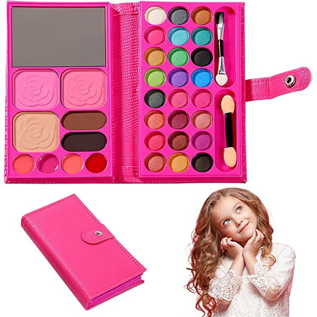 Juguete de maquillaje infantil lavable para niñas, paleta de maquillaje, juguete de maquillaje infantil para niñas, set de maquillaje lavable para niños, regalo para niña de 3 años