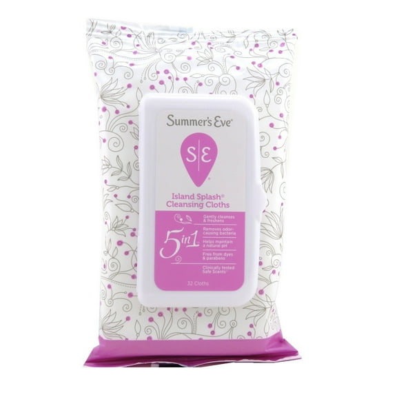 Summer's Eve [Island Splash Cleansing Cloths] 5 in 1, 32 Cloths