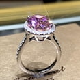 thumbnail image 5 of Charm Ladies 925 Plata Piedra preciosa rosa Cuadrado y CZ Anillo de piedras preciosas Damas Joyería de compromiso de boda nupcial JM, 5 of 5