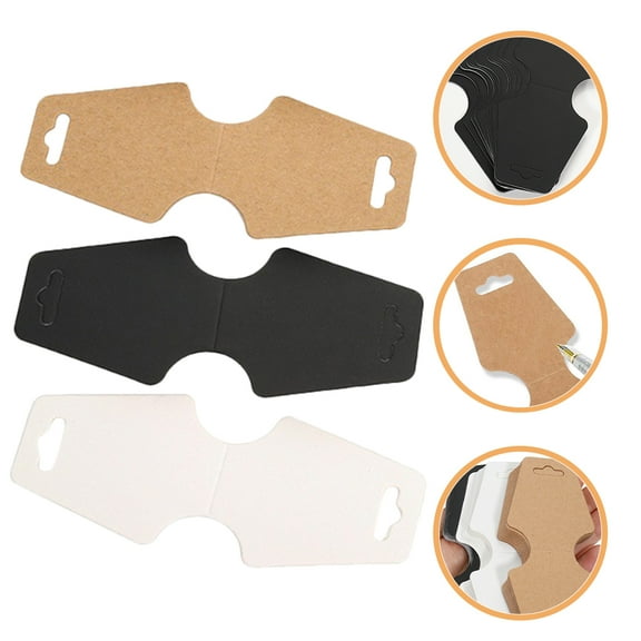 HIAKDOFT Necklace Cards 150Pcs Black Foldover Style for Jewelry Retail Displays 4.72X1.97X0.04In