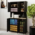 thumbnail image 3 of PAPROOS 71" Pantry Cabinets with Hutch, Tall Kitchen Pantry Storage Cabinet, Sideboard Buffet Cabinet with 6-Doors, 1-Open Shelves and 1-Drawer, Kitchen Dining Room Bathroom Sideboard, Black, 3 of 7