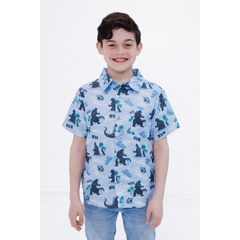 godzilla dress shirt Godzilla Matching Family Hawaiian Button Down Dress Shirt 8