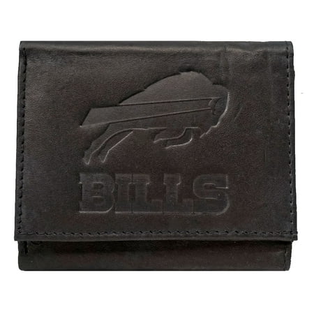 - Buffalo Bills NFL Embossed Logo Black Leather Trifold Wallet