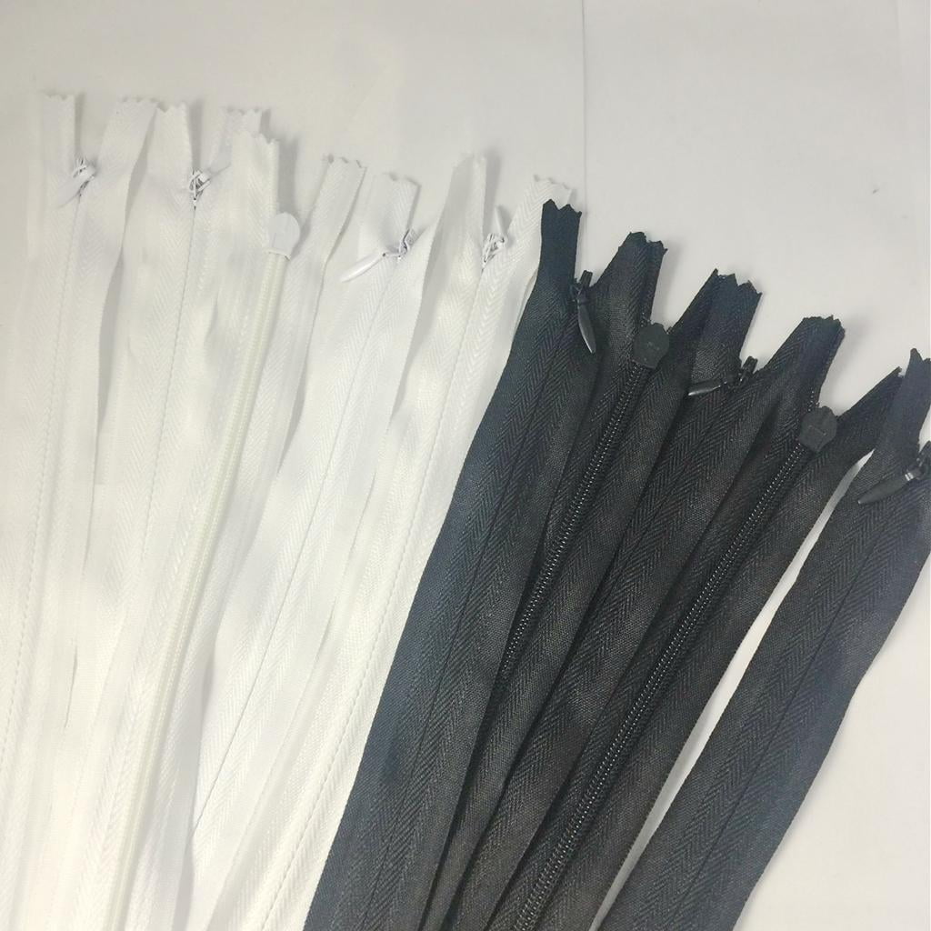 HOMYL 4-5pack 10 Pieces White Black Invisible Nylon Closed End Zip Zippers for Sewing 5 Pcs