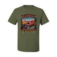 thumbnail image 2 of Main Street of America Route 66 Hot Rod Cars and Trucks Men's Graphic T-Shirt, Military Green, Medium, 2 of 3
