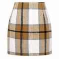 thumbnail image 6 of Women's Plaid Skirt High Waisted Pencil Mini Skirt for Party Khaki S, 6 of 6