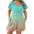 thumbnail image 1 of Économies d'Été! SROBPTY Combinaisons pour Femmes, Mode Col Rond Court Grande Taille Manches Bouffantes Poches Imprimées Combinaison Décontractée Tendance Verte, S, 1 of 5