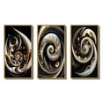 thumbnail image 2 of Designart "Elegant Gold, Black, and White Stained Glass II" Modern Framed Wall Art Set Of 3 - Gold Abstract Spirals Frame Gallery Wall Set For Home Decor, 2 of 6