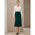 thumbnail image 2 of DARING DIVA Women's High Elastic Waist Fishtails Midi Skirts for Work M Green Blue, 2 of 6