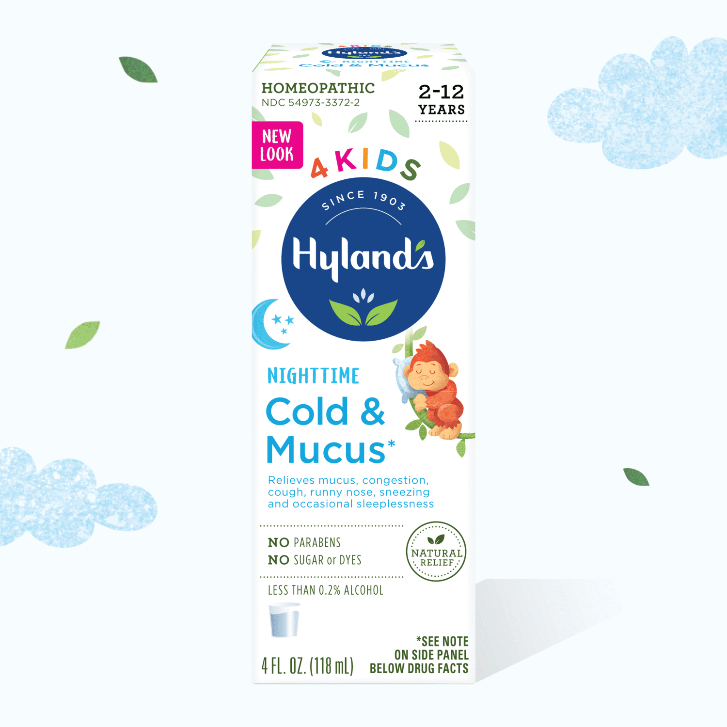 Hyland's 4 Kids Cold & Mucus Nighttime Relief Liquid, 4 fl oz
