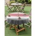 thumbnail image 3 of Outdoor Tablecloth with Umbrella Hole & Zipper, Ombre Grey Pink Round Tablecloth 60 Inch, Modern Abstract Art Gradient Patio Table Cover Waterproof Table Cloth for Picnic/Party, 3 of 7