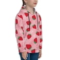 thumbnail image 3 of Lsque Strawberry Patten Youth Hoodie Sweatshirt Pullover with Kangaroo Pocket Boys and Girls Hoodie Warm Hoodie for Kids-Small, 3 of 6