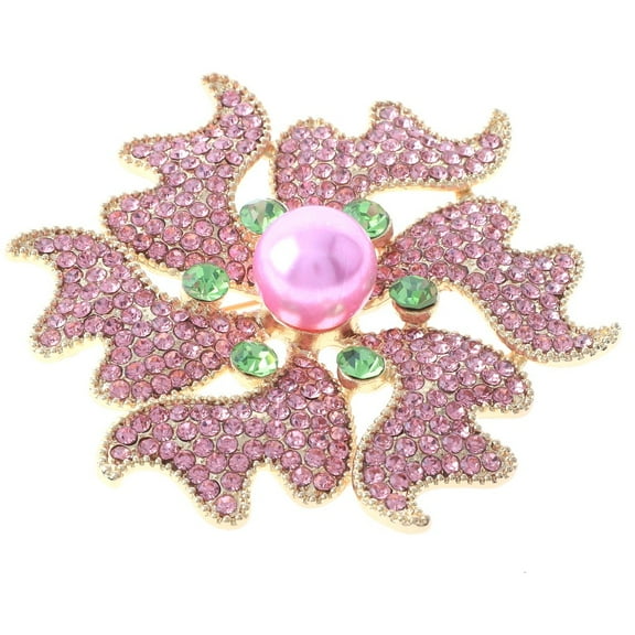 Large Crystal Flower Brooch