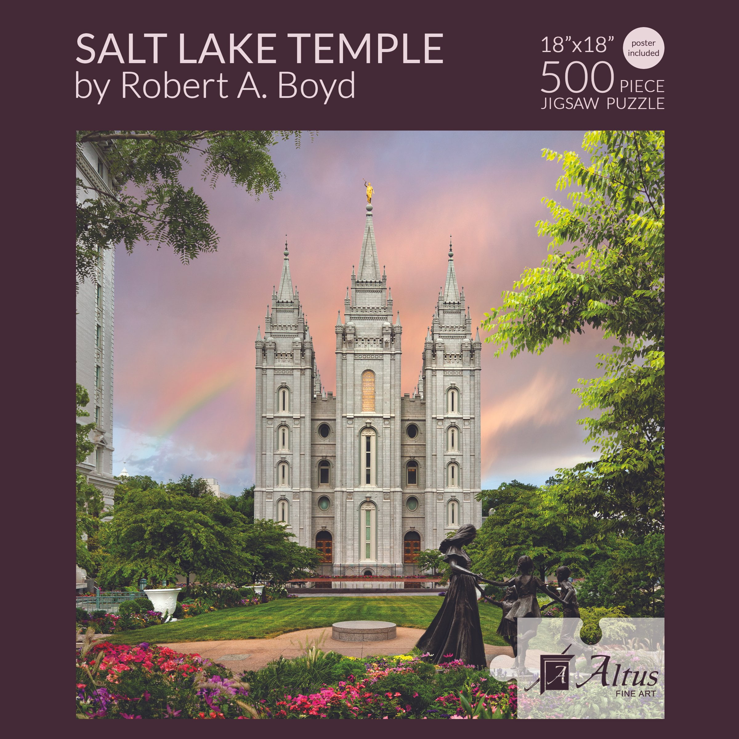 Robert A. Boyd LDS Puzzle Salt Lake Temple Spring Statue 18x18