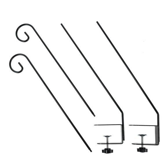 Graflsoa 2-Pack Metal Deck Hooks for Fences & Railings, 30in Length, 6kg/13lb Capacity, 1.97in Clamp Range, Ideal for Planters & Bird Feeders