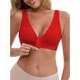 thumbnail image 5 of INSPIRE CHIC Women's Bras Front Closure Wireless Postpartum Breastfeeding Lingerie V-Neck Push Up Ribbed Nursing L Red, 5 of 5