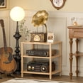 thumbnail image 5 of LELELINKY 2pc 3-Tier Media Stand, Natural Wood Audio Cabinet with Shelves, Multifunctional Entertainment Center for Living Room, Home, Naturl, 5 of 8