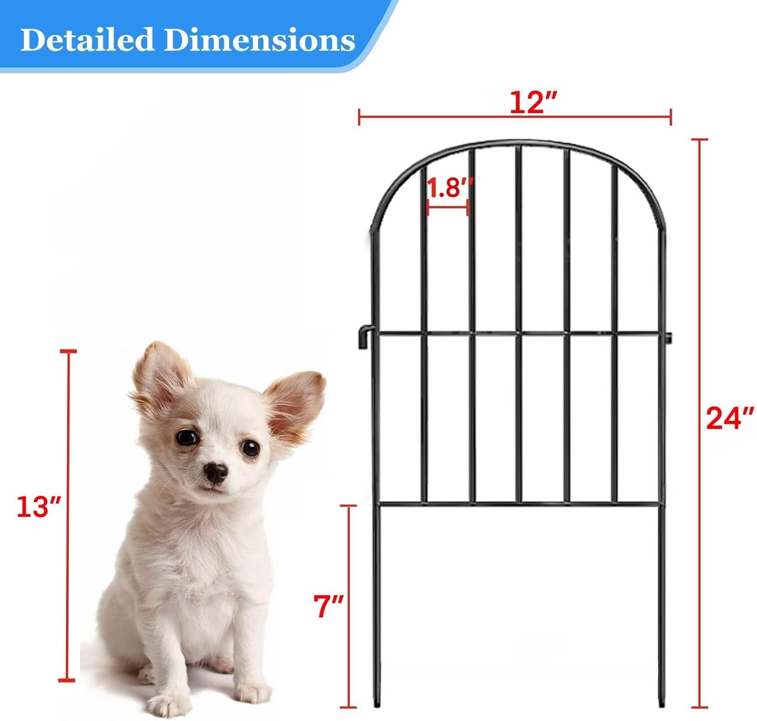 Decorative Garden Fence 24 Pack,24 Ft (L) X 24 in (H) Black Mesh Rustproof Metal Fence, Animal Barrier Fence for Small Dog, Border Folding Patio Fences,Outdoor Flower Bed Landscape Decor