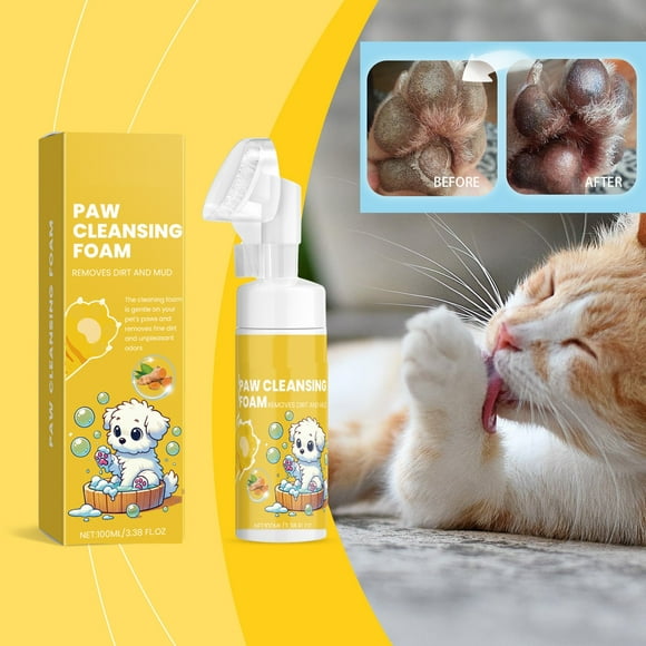 NAOJIE 3.38OZ Pet Foot Foam Cleaner & Deep Cleaning of Mud and Dirt for Pet Paws & Lemon Fragrance with Safe Natural Ingredients,Dandylion Paw Cleaner,Paw Cleaner for Small Dogs,Dog Paw Cleaner