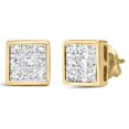 thumbnail image 2 of Haus of Brilliance 14K Yellow Gold 1.0 Cttw Womens Princess Cut Diamond Composite Stud Screw On Back Invisible Earrings (J-K Color, SI1-SI2 Clarity), 2 of 6