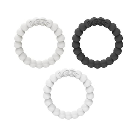 UPC: 0072239326435 | Dr. Brown s Flexees Beaded Teether Rings 100% Silicone Soft & Easy to Hold Encourages Self-Soothe 3 Pack Black White Gray BPA Free 3m+ Black White Gray 3 Count (1-Pack)