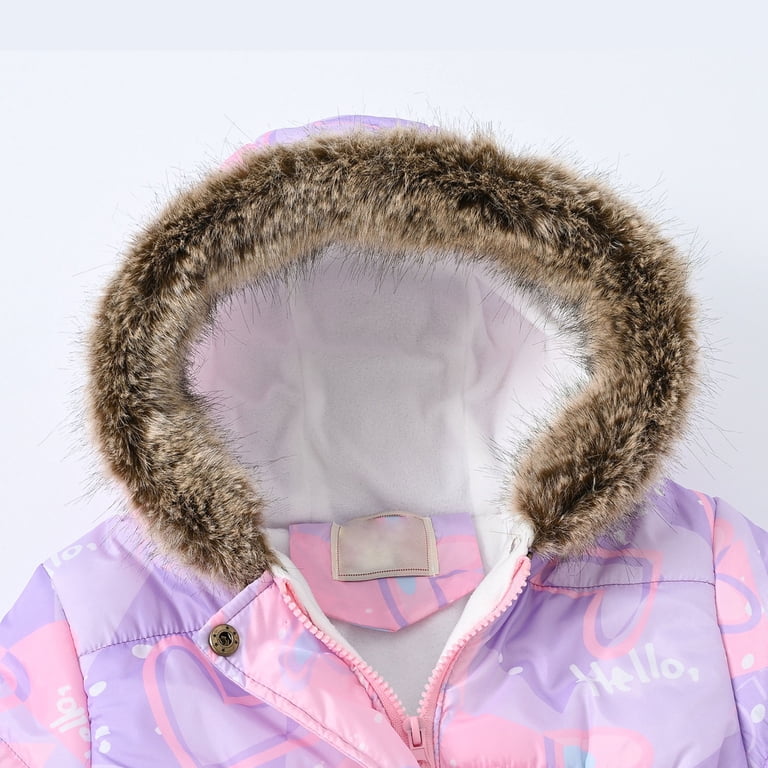Miss Bei Girls Winter Coat - Hooded Puffer Jacket With Flower Print | Warm Toddler & Kids Parka (8-9 Years)