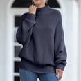 thumbnail image 2 of Ediodpoh Womens Sweaters Knit Batwing Sleeve Roll Neck Europe America Style Cozy Winter Navy XXXXXL, 2 of 6