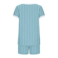 thumbnail image 5 of dazeni Womens Pajamas 2 Piece Lounge Sets with Pockets Striped Short Sleeve T Shirts Drawstring Shorts Crewneck Sleep Matching Set, 5 of 5
