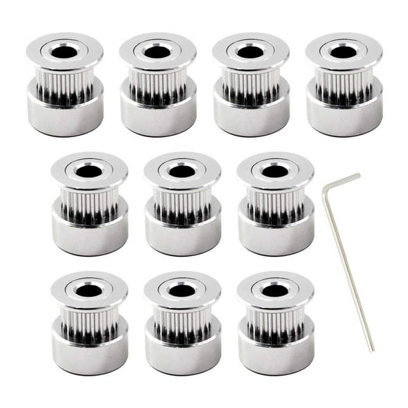 Polea de correa de distribución GT2, 20 dientes, 4 mm de diámetro para impresora 3D CNC, correa de 6 mm de ancho, paquete de 10 (llave incluida)