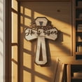 thumbnail image 6 of Easter Cross Wooden Door Hanger With Natural Wood Craftsmanship Religious Holiday Home Decoration He Is Risen Sign For Front Porch Garden Living Room Ideal Gift For Easter, 6 of 7