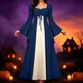 thumbnail image 2 of Palace Dresses for Women Long Sleeve Ruffle Hem Elegant Color Block Fashion Halloween Party Dress, 2 of 9