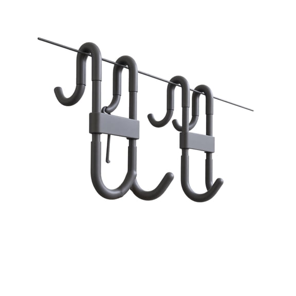 Double Sided S Hooks Dual Anti-Drop Geometric Plastic Hangers Non-Slip Rail Grips 2 Pcs for Bathroom Kitchen Shower Rod and Reusable Organizer