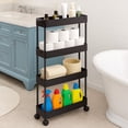thumbnail image 5 of Pinksheep Slim Rolling Storage Cart, 4Tier Bathroom Organizer Utility Carts Shelving Unit with Wheels for Kitchen, Black, 5 of 7